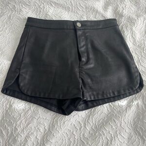 Black Leather Women's Shorts